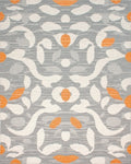 Gray Orange White Abstract Floral Layout Rug - Cutout View