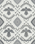 Gray Thunderbird Arrows Geometric Repetition Rug - Cutout View