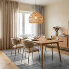 Gray White Geometric Patchwork Rug - Dining Room View