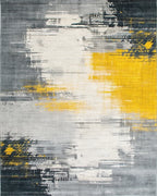 Gray Yellow Abstract Brush Stroke Rug - Cutout View