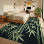 Green Bamboo Forest Foliage Rug Bedroom View