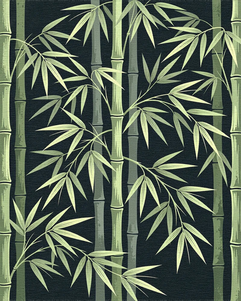Green Bamboo Forest Foliage Rug - Cutout View