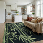 Green Bamboo Forest Foliage Rug Living Room View