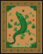 Green Crocodile Garden Border Rug - Cutout View