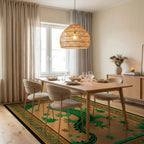 Green Crocodile Garden Border Rug - Dining Room View
