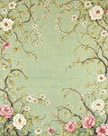 Green Garden Floral Branches Rug - Cutout View
