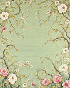 Green Garden Floral Branches Rug - Cutout View