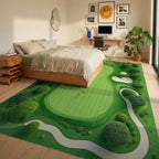 Green Golf Course Aerial View Design Rug - Bedroom View