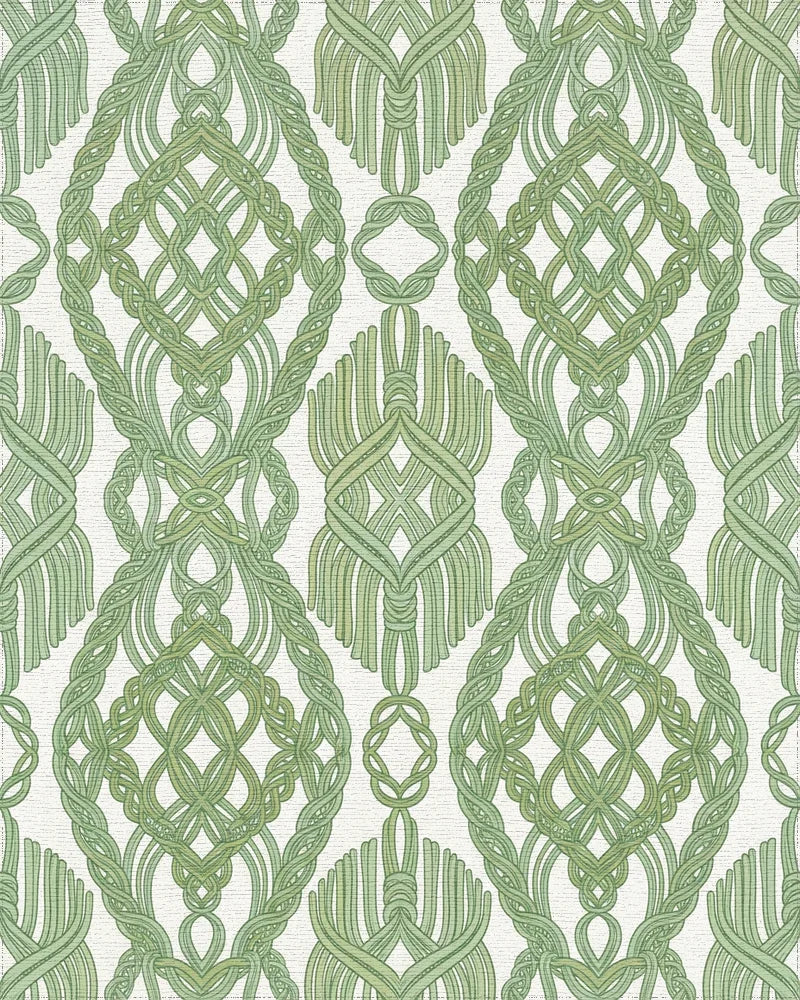 Green Interlocking Macrame Oval Rug - Cutout View