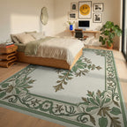 Green Laurel Border with Crested Center Rug Bedroom View