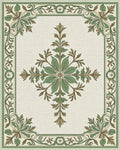 Green Laurel Border with Crested Center Rug - Cutout View