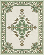 Green Laurel Border with Crested Center Rug - Cutout View