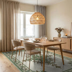 Green Laurel Border with Crested Center Rug Dining Room View