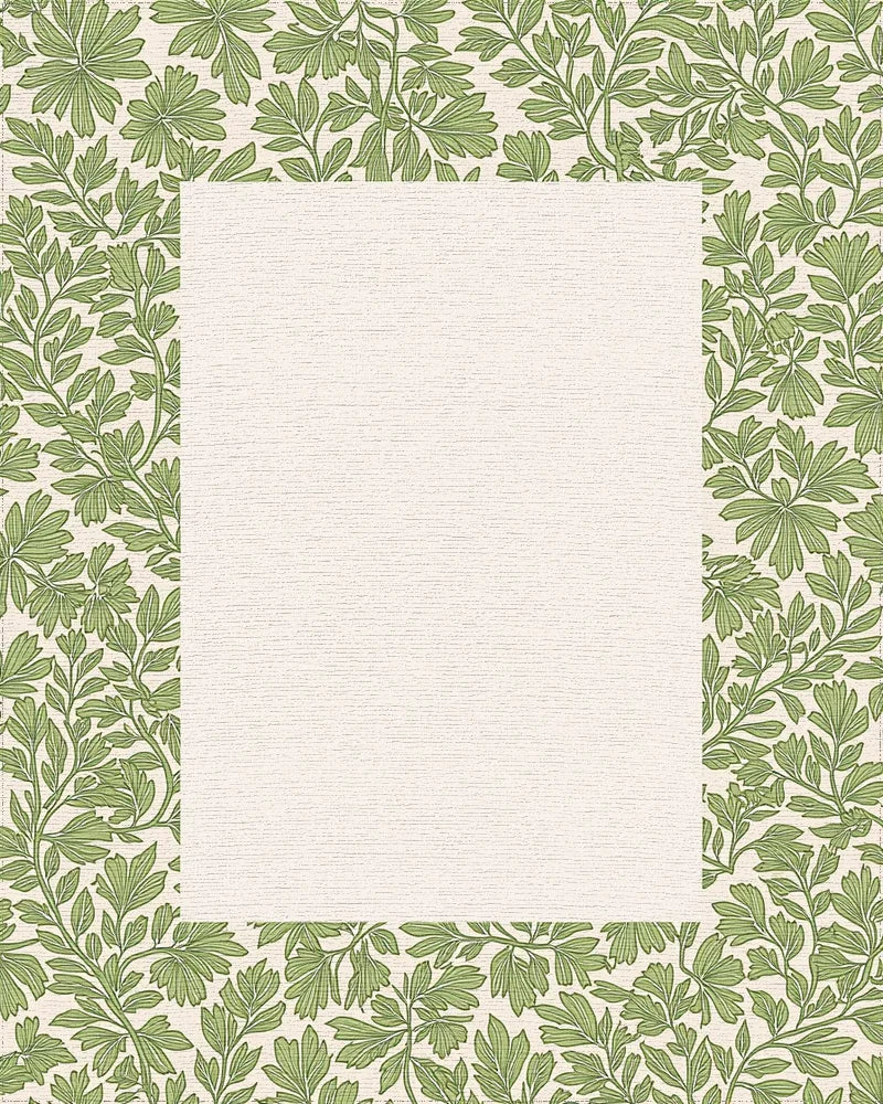 Green Leafy Vine Pattern Rug - Cutout View