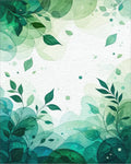 Green Leaves Abstract Watercolor Pattern Rug - Cutout View