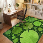 Green Lily Pad Patterned Rug - Office View
