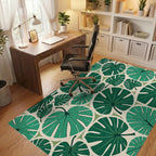 Green Tropical Monstera Leaf Collage Rug Office View