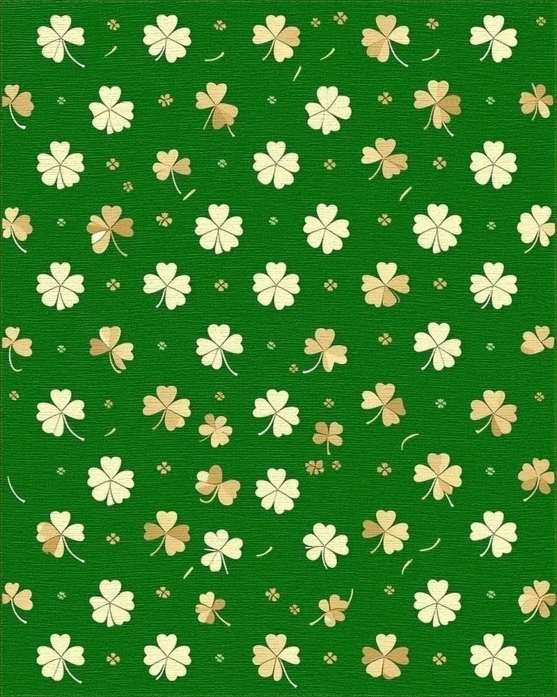 Green White Gold Shamrock Rug - Cutout View