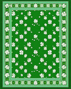 Green White Shamrock Border Rug - Cutout View