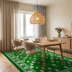 Green White Shamrock Border Rug - Dining Room View