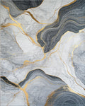 Grey Marble Gold Vein Abstract Rug - Cutout View