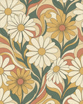 Groovy Daisy Swirl Floral Rug - Cutout View
