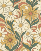 Groovy Daisy Swirl Floral Rug - Cutout View