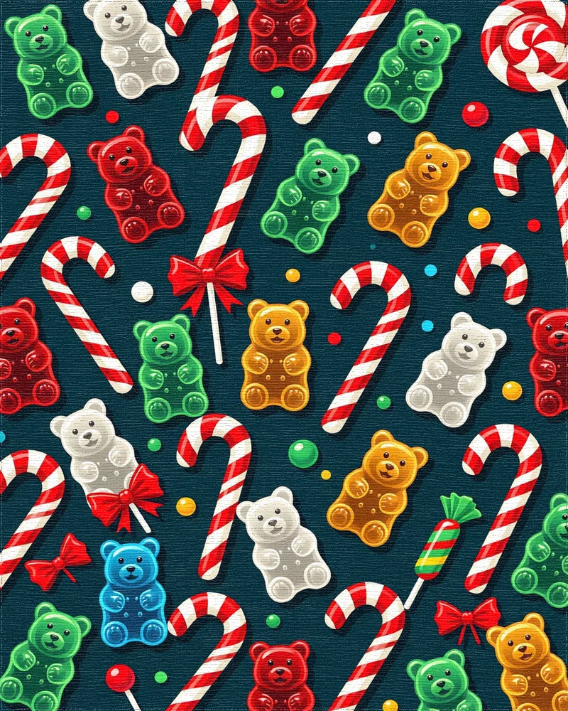 Gummy Bears and Candy Canes Rug - Cutout View