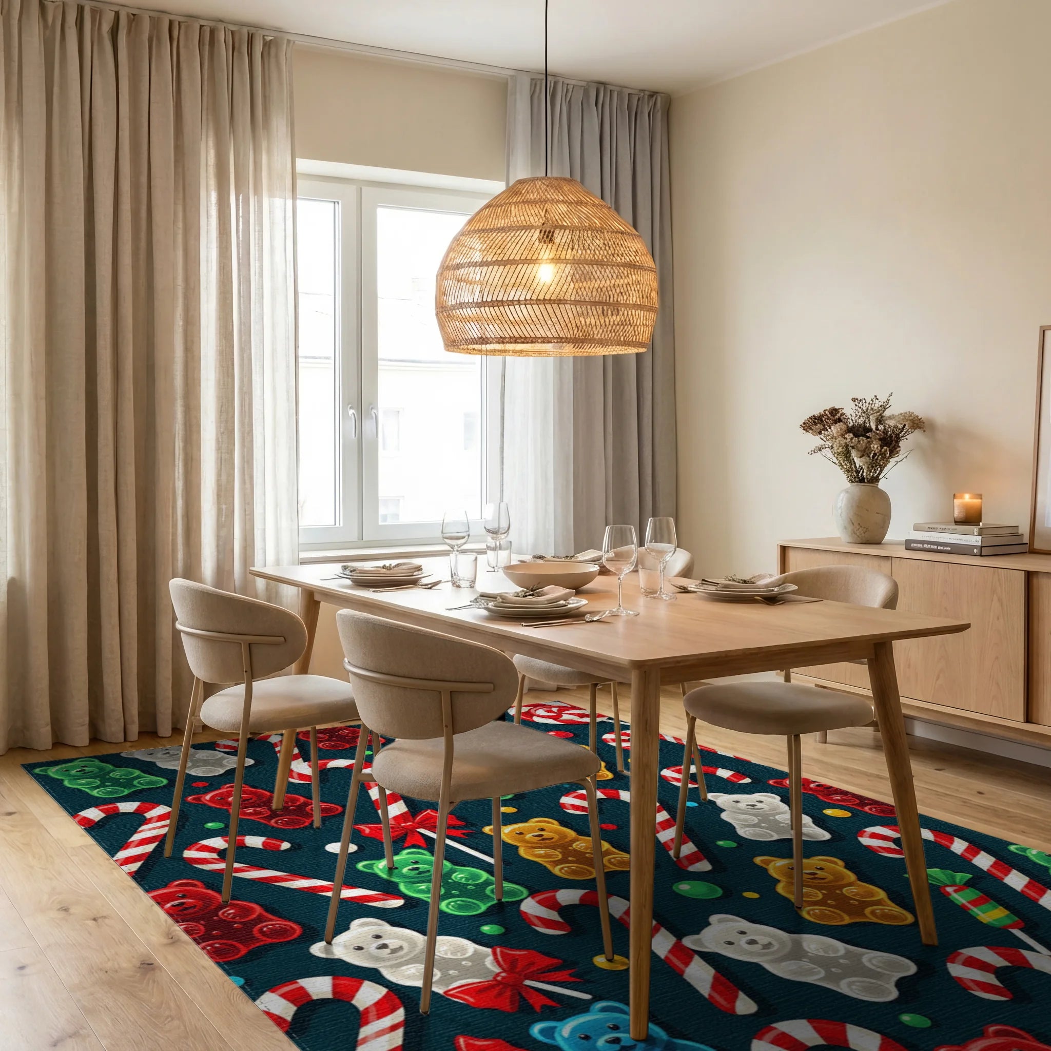 Gummy Bears and Candy Canes Rug Dining Room View