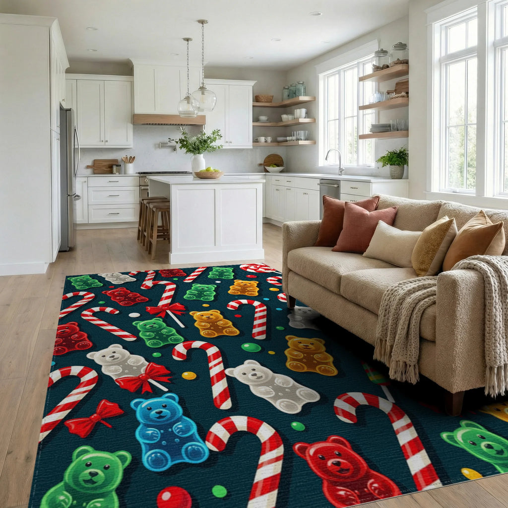 Gummy Bears and Candy Canes Rug Living Room View