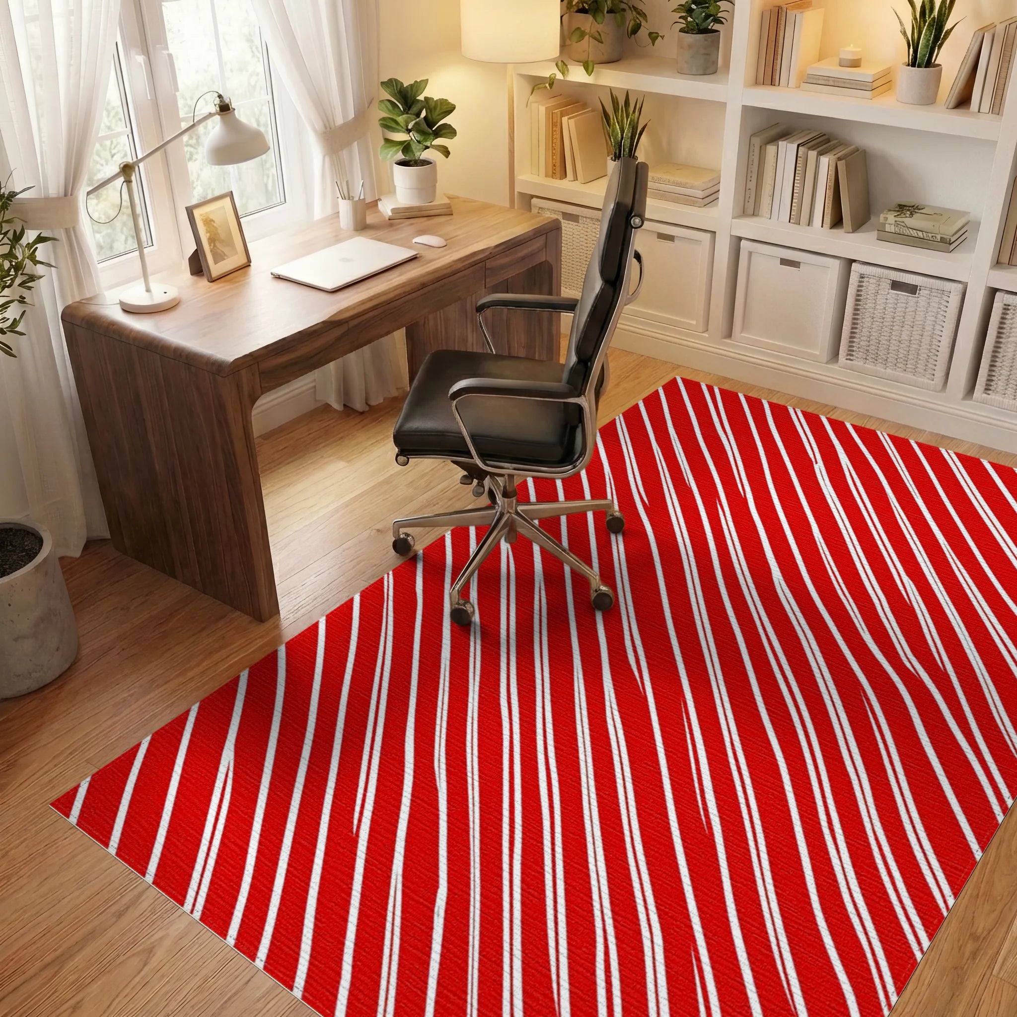 Hand Drawn Candy Cane Stripe Pattern Rug Office View