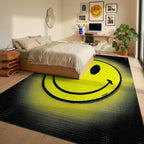 Happy Yellow Smiley Face Halftone Rug - Bedroom View