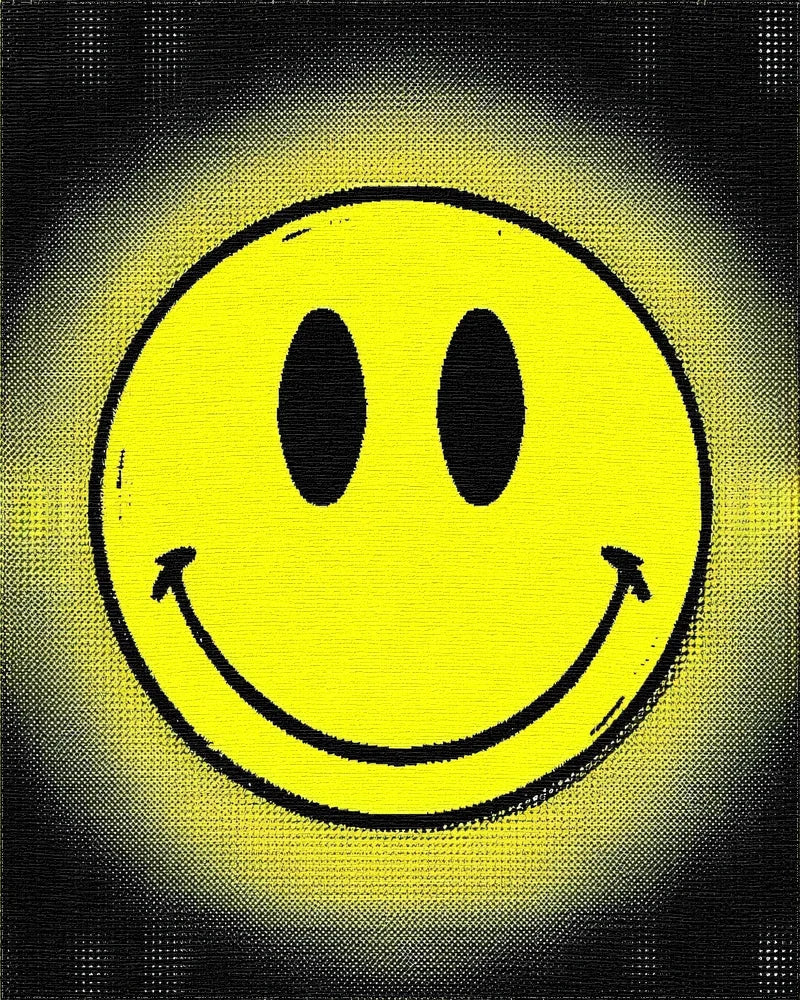 Happy Yellow Smiley Face Halftone Rug - Cutout View