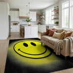 Happy Yellow Smiley Face Halftone Rug - Living Room View