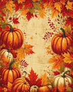 Harvest Pumpkins Autumn Leaves Design Rug - Cutout View