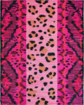 Hot Pink Leo Spots Ikat Rug - Cutout View
