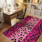 Hot Pink Leo Spots Ikat Rug - Office View