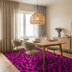 Hot Pink Leopard Spots Design Rug Dining Room View