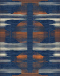 Indigo Orange White Geometric Stripe Rug - Cutout View