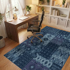 Indigo Patchwork Geometric Tribal Rug Office View