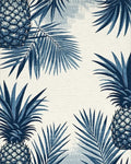 Indigo Pineapple Tropical Leaf Rug - Cutout View
