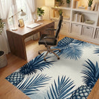 Indigo Pineapple Tropical Leaf Rug - Office View