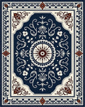 Intricate Dark Blue Floral Medallion Rug - Cutout View