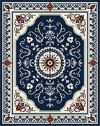 Intricate Dark Blue Floral Medallion Rug - Cutout View