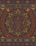 Intricate Earth Tone Calendar Medallion Rug - Cutout View