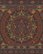 Intricate Earth Tone Calendar Medallion Rug - Cutout View