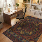 Intricate Earth Tone Calendar Medallion Rug Office View