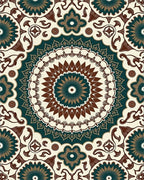 Intricate Floral Mandala Pattern Rug - Cutout View
