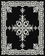Intricate White Floral Gilded Frame Rug - Cutout View