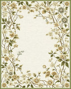 Ivory Garden Blossom Branch Accents Rug - Cutout View
